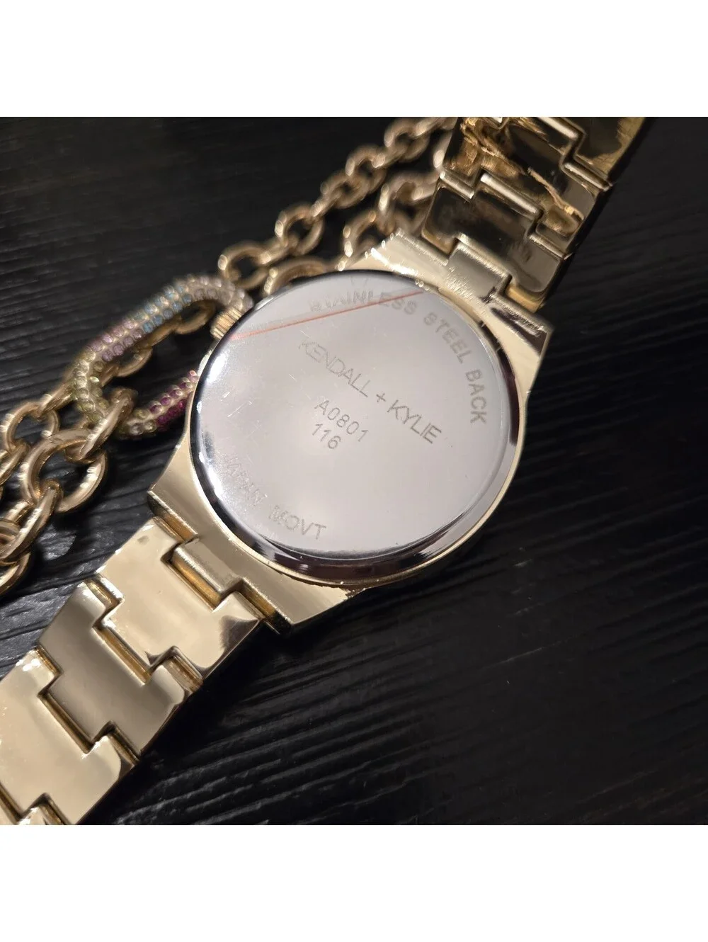 Kendall Kylie Gold Tone Rainbow Rhinestone Watch Bracelet Set Womens New In Box